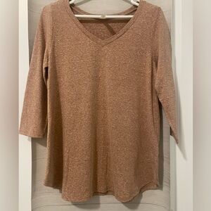 Honeyme Brown Relaxed Long Sleeve Blouse- NWOT